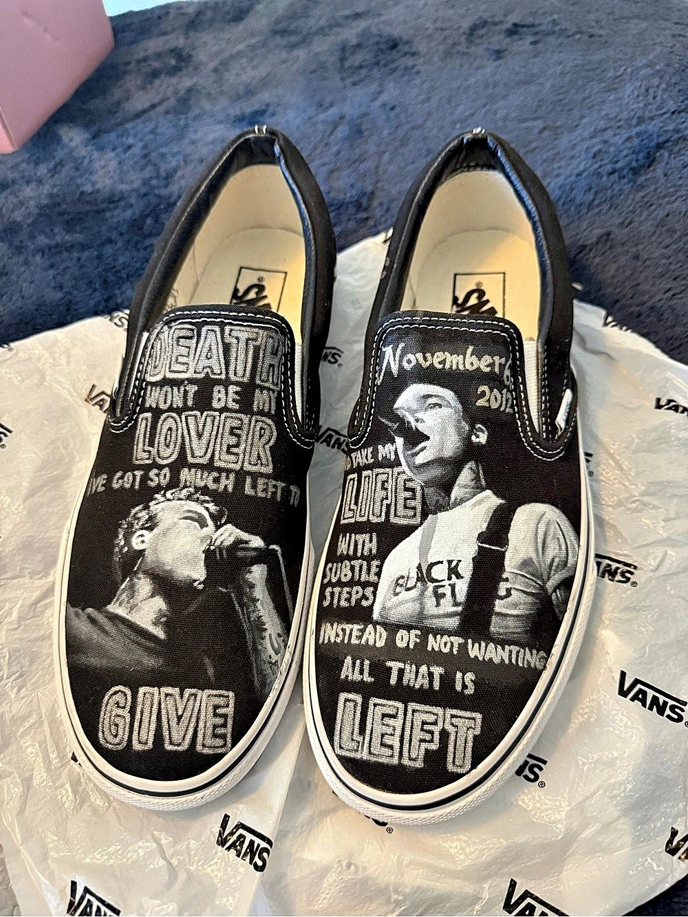 The Amity Affliction Vans Classic Slip-On Graphic Sneakers Black & White US 9.0
